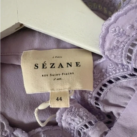 Sezane Lilac Chlo Silk Blouse - Picture 2 of 3